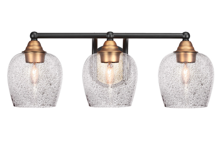 Toltec Lighting - 3423-MBBR-4812 - Three Light Bath Bar - Paramount - Matte Black & Brass