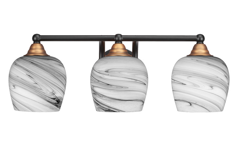 Toltec Lighting - 3423-MBBR-4819 - Three Light Bath Bar - Paramount - Matte Black & Brass