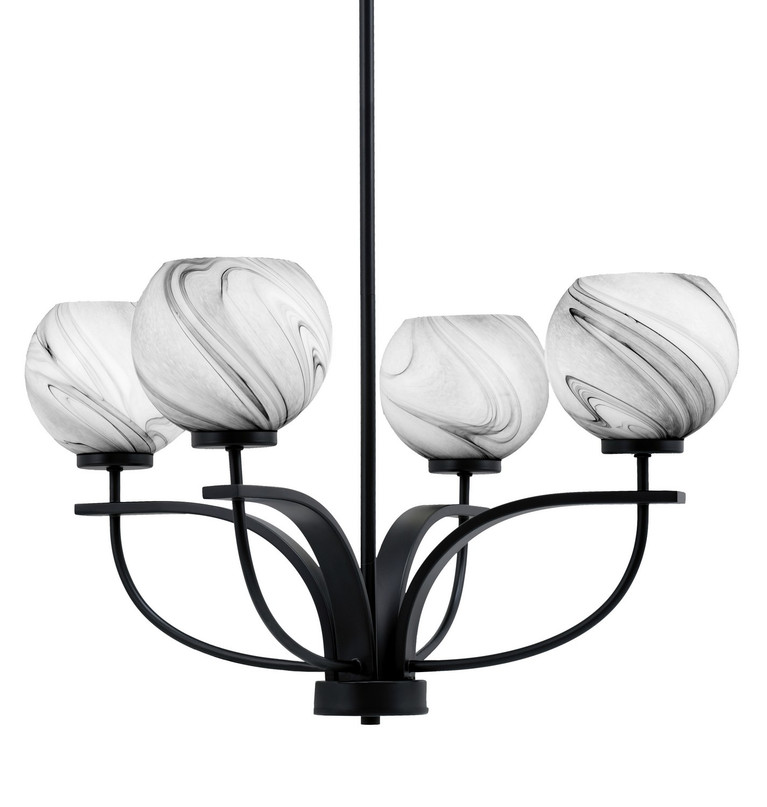 Toltec Lighting - 3904-MB-4109 - Four Light Chandelier - Cavella - Matte Black