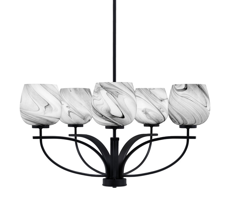 Toltec Lighting - 3905-MB-4819 - Five Light Chandelier - Cavella - Matte Black