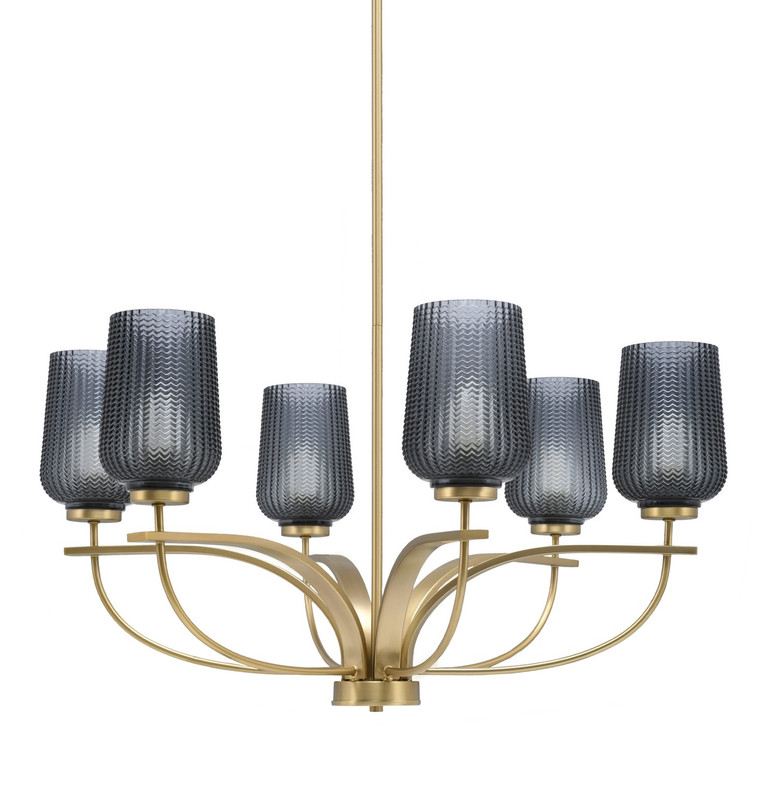 Toltec Lighting - 3906-NAB-4252 - Six Light Chandelier - Cavella - New Age Brass