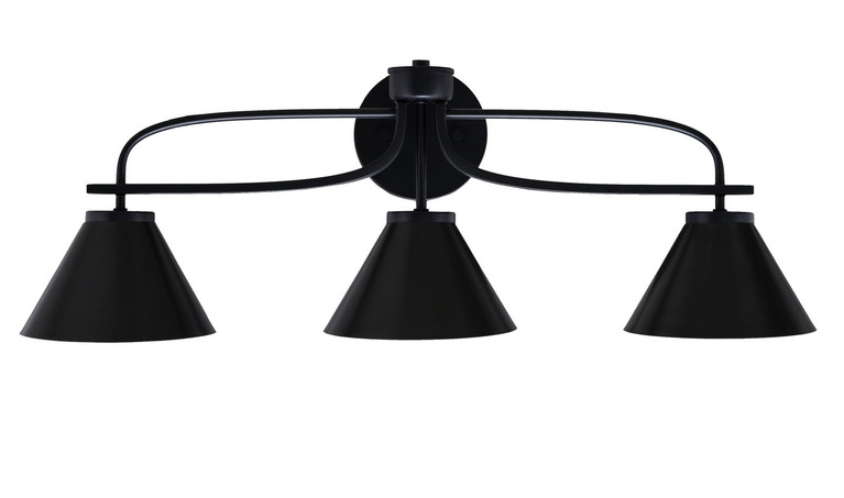Toltec Lighting - 3913-MB-421-MB - Three Light Bath Bar - Cavella - Matte Black