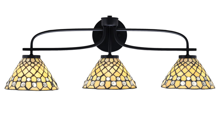 Toltec Lighting - 3913-MB-9415 - Three Light Bath Bar - Cavella - Matte Black