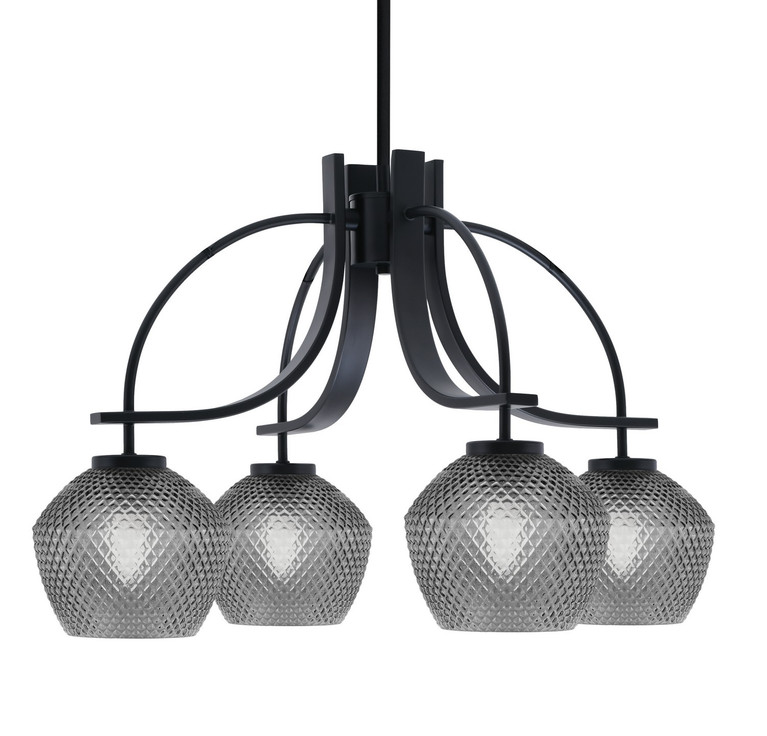 Toltec Lighting - 3924-MB-4622 - Four Light Chandelier - Cavella - Matte Black