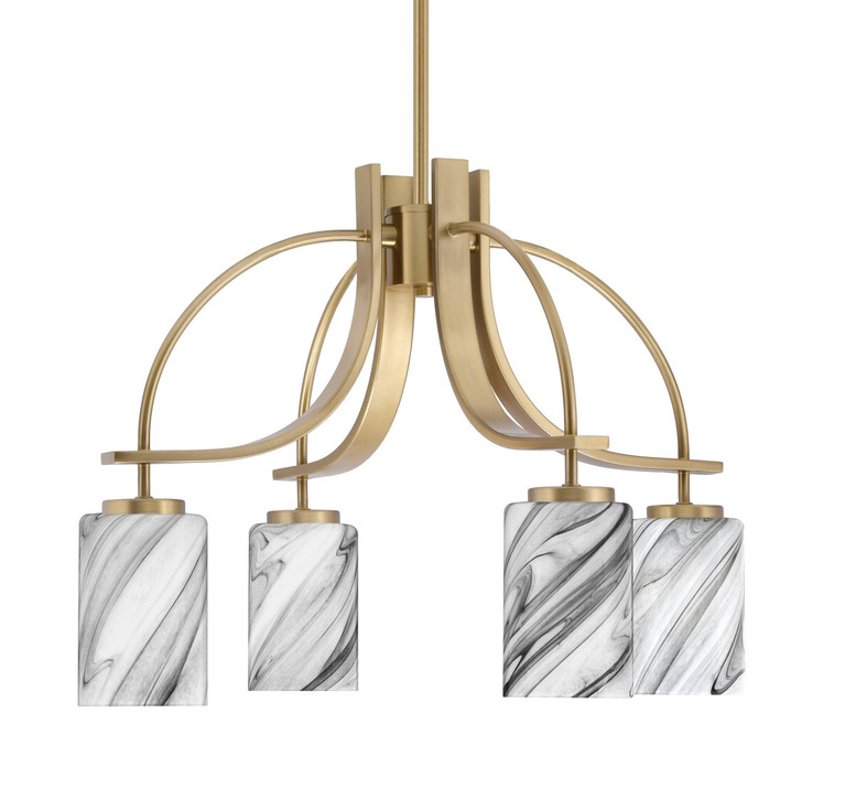 Toltec Lighting - 3924-NAB-3009 - Four Light Chandelier - Cavella - New Age Brass
