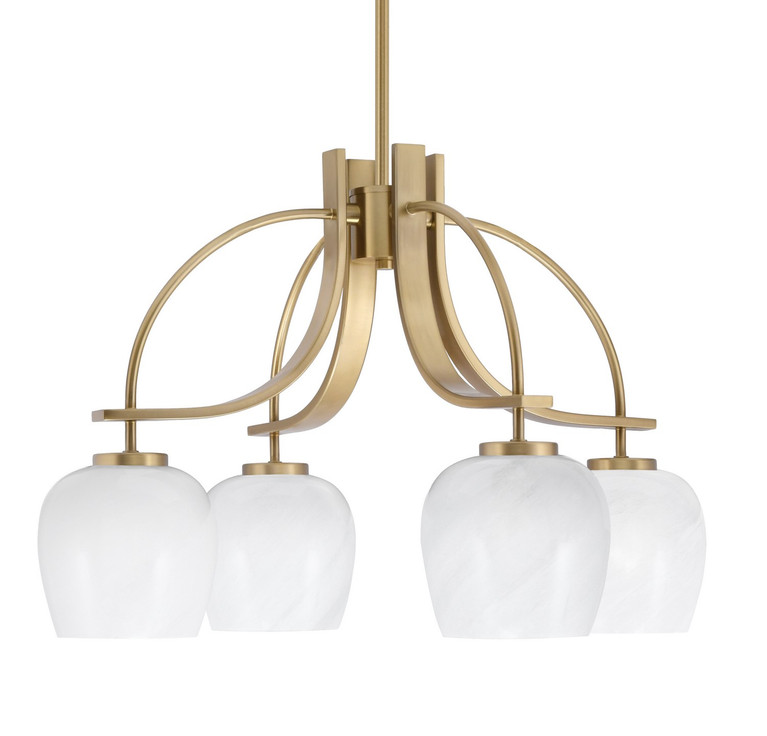 Toltec Lighting - 3924-NAB-4811 - Four Light Chandelier - Cavella - New Age Brass