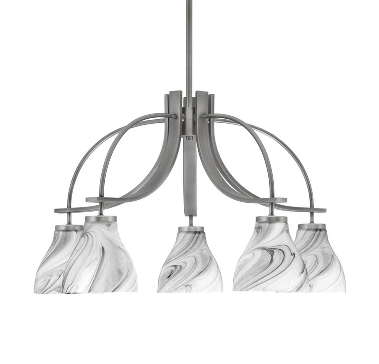 Toltec Lighting - 3925-GP-4769 - Five Light Chandelier - Cavella - Graphite