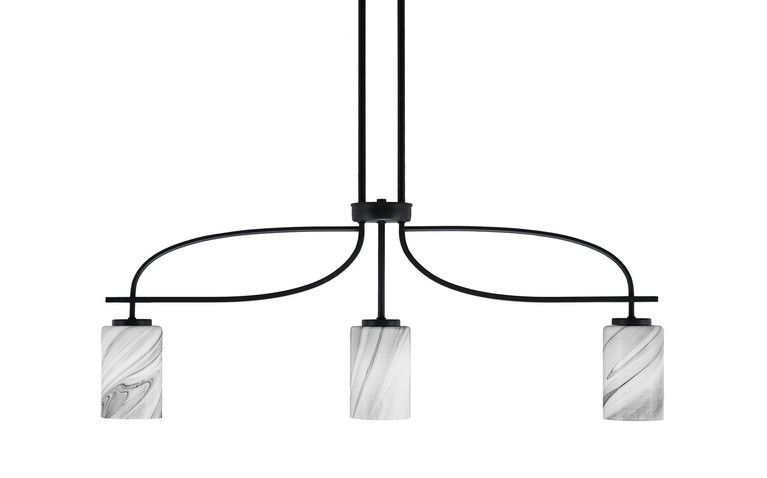 Toltec Lighting - 3936-MB-3009 - Three Light Island Pendant - Cavella - Matte Black