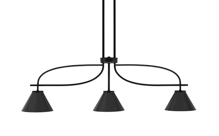 Toltec Lighting - 3936-MB-421-MB - Three Light Island Pendant - Cavella - Matte Black