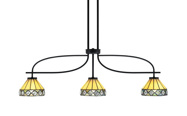 Toltec Lighting - 3936-MB-9405 - Three Light Island Pendant - Cavella - Matte Black