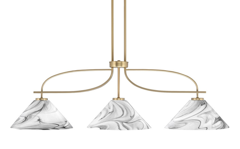 Toltec Lighting - 3936-NAB-2129 - Three Light Island Pendant - Cavella - New Age Brass