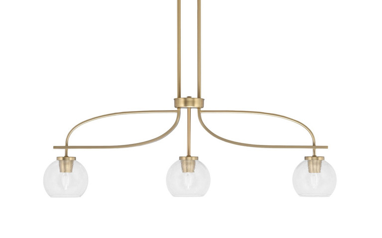 Toltec Lighting - 3936-NAB-4100 - Three Light Island Pendant - Cavella - New Age Brass
