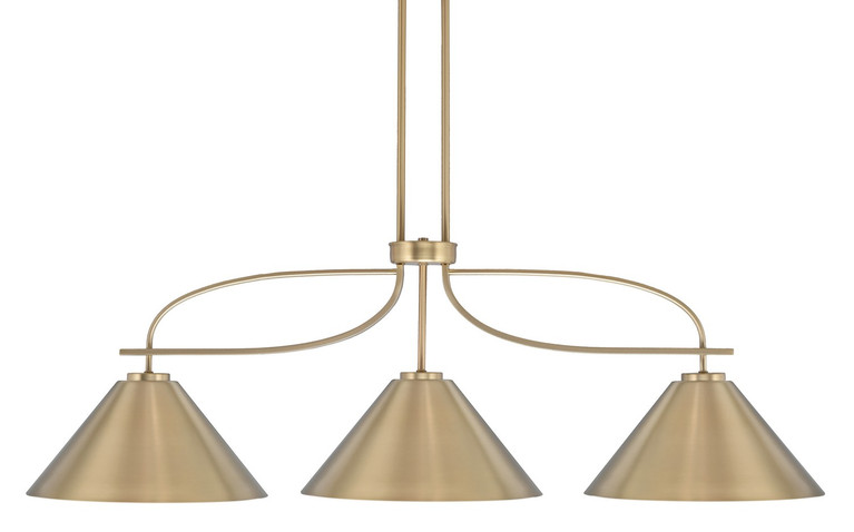 Toltec Lighting - 3936-NAB-420 - Three Light Island Pendant - Cavella - New Age Brass
