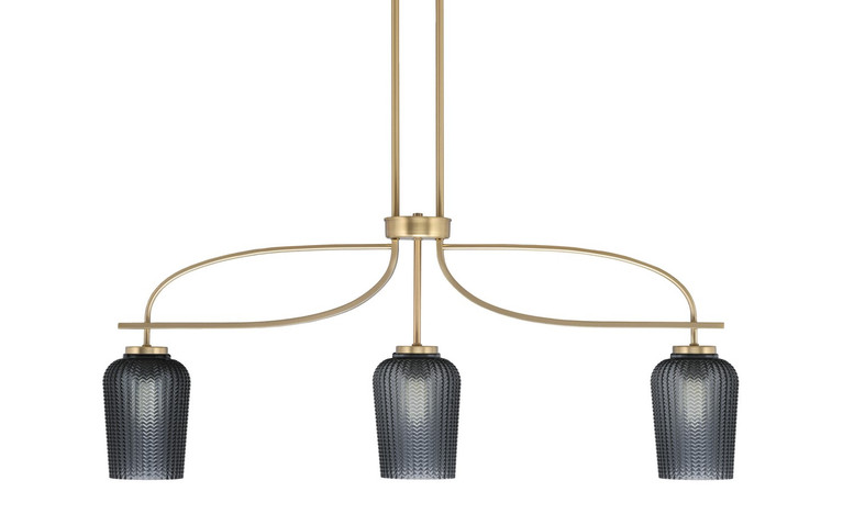 Toltec Lighting - 3936-NAB-4252 - Three Light Island Pendant - Cavella - New Age Brass