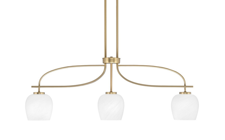 Toltec Lighting - 3936-NAB-4811 - Three Light Island Pendant - Cavella - New Age Brass