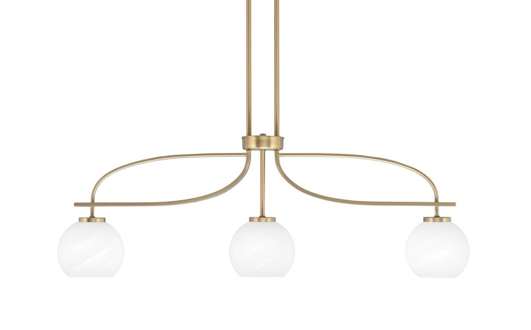 Toltec Lighting - 3936-NAB-4922 - Three Light Island Pendant - Cavella - New Age Brass