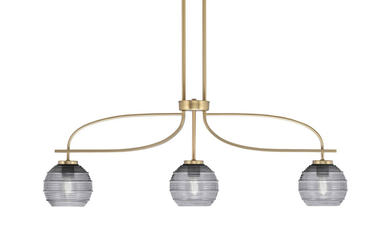 Toltec Lighting - 3936-NAB-5112 - Three Light Island Pendant - Cavella - New Age Brass
