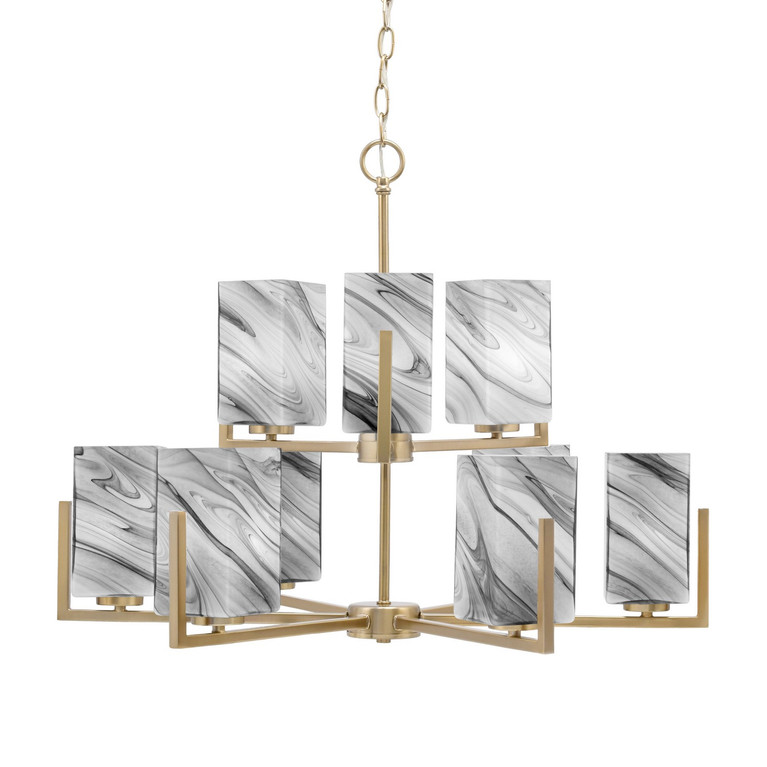 Toltec Lighting - 4509-NAB-549 - Nine Light Chandelier - Atlas - New Age Brass