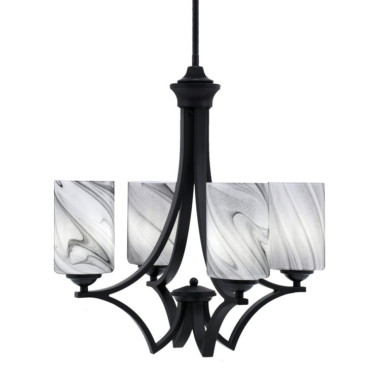 Toltec Lighting - 564-MB-3009 - Four Light Chandelier - Zilo - Matte Black