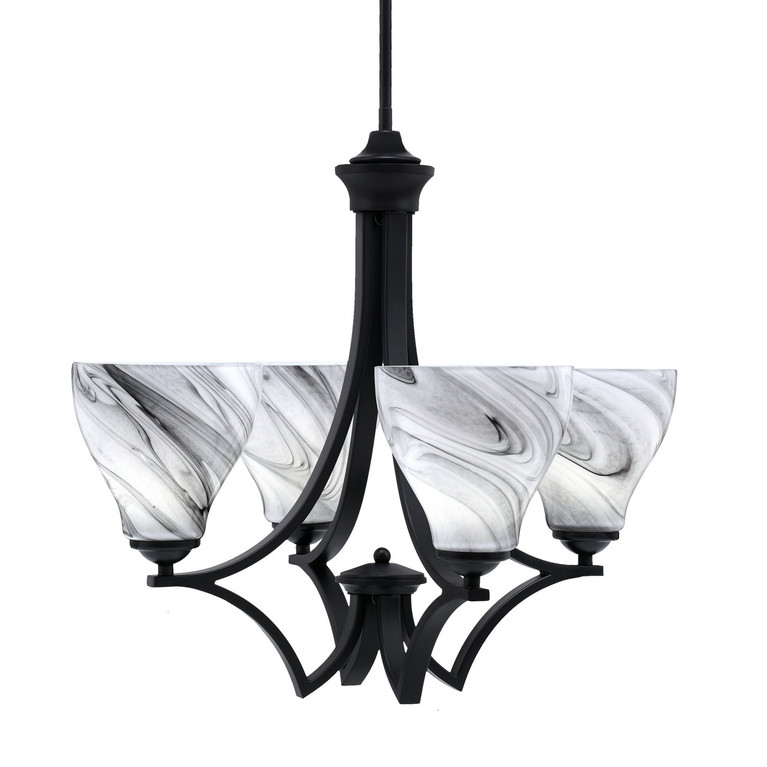 Toltec Lighting - 564-MB-4769 - Four Light Chandelier - Zilo - Matte Black