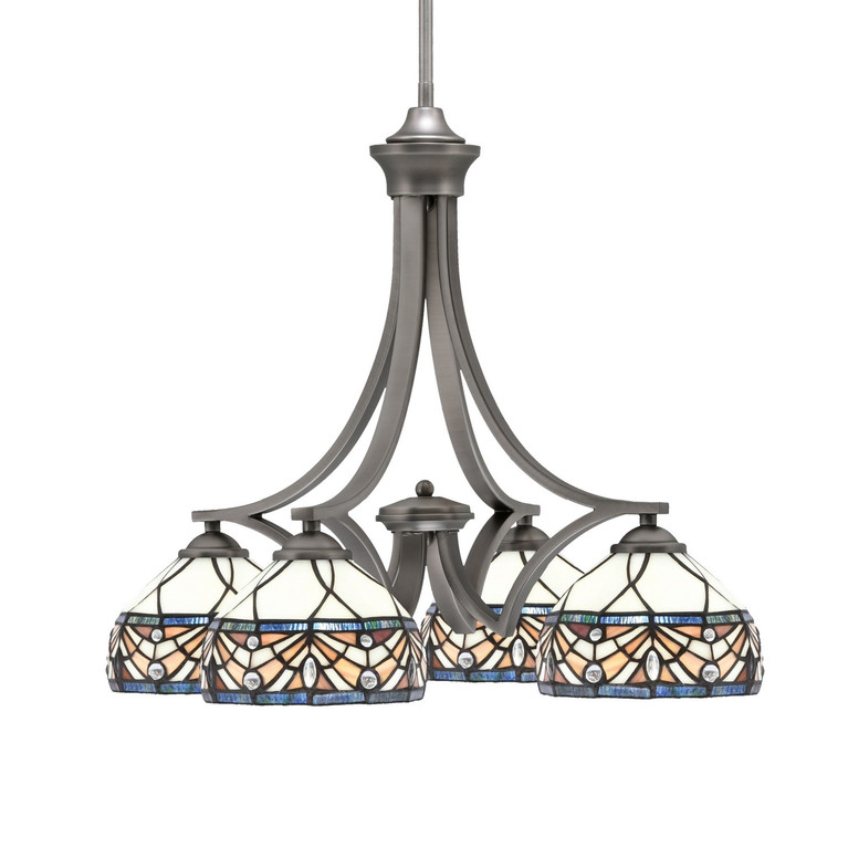 Toltec Lighting - 568-GP-9485 - Four Light Chandelier - Zilo - Graphite