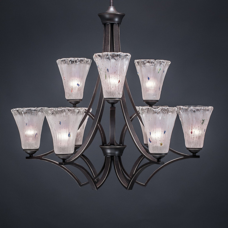 Toltec Lighting - 569-DG-721 - Nine Light Chandelier - Zilo - Dark Granite