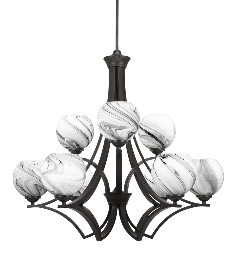 Toltec Lighting - 569-MB-4109 - Nine Light Chandelier - Zilo - Matte Black