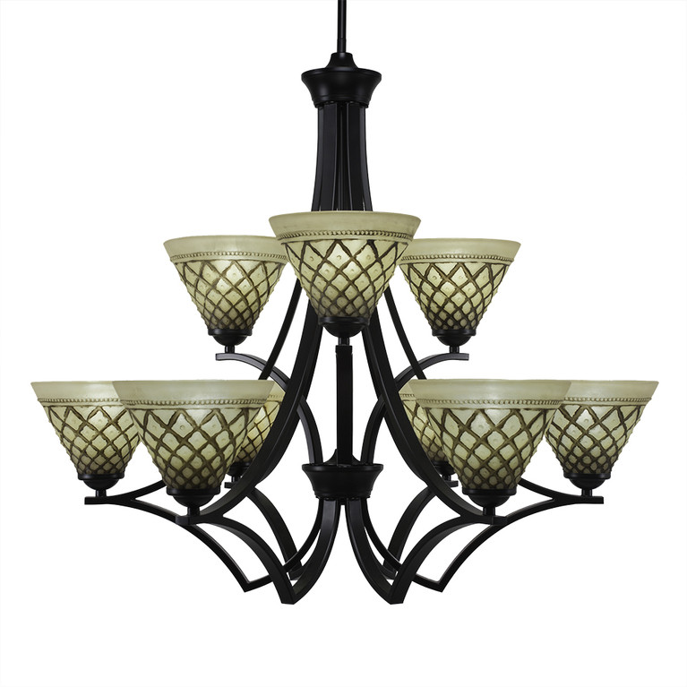 Toltec Lighting - 569-MB-7185 - Nine Light Chandelier - Zilo - Matte Black