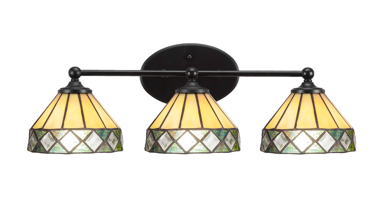 Toltec Lighting - 5913-MB-9405 - Three Light Bath Bar - Capri - Matte Black