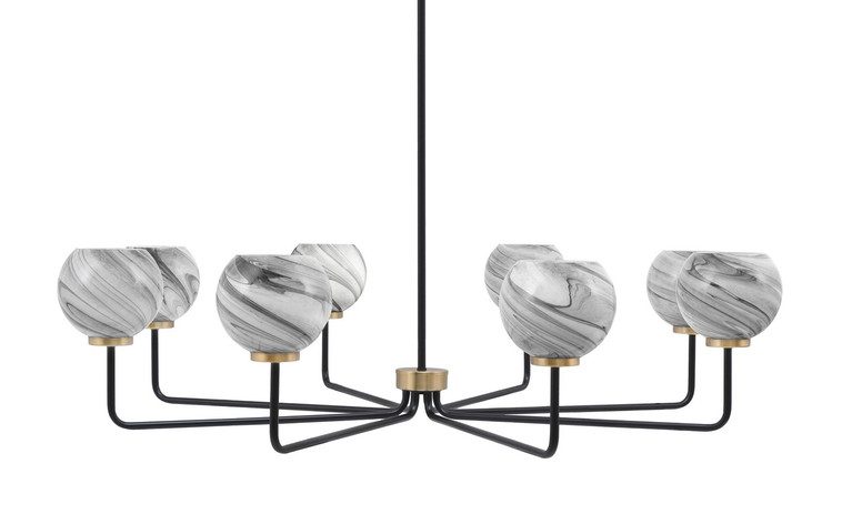 Toltec Lighting - 6208-MBNAB-4109 - Eight Light Chandelier - Sandia - Matte Black & New Age Brass