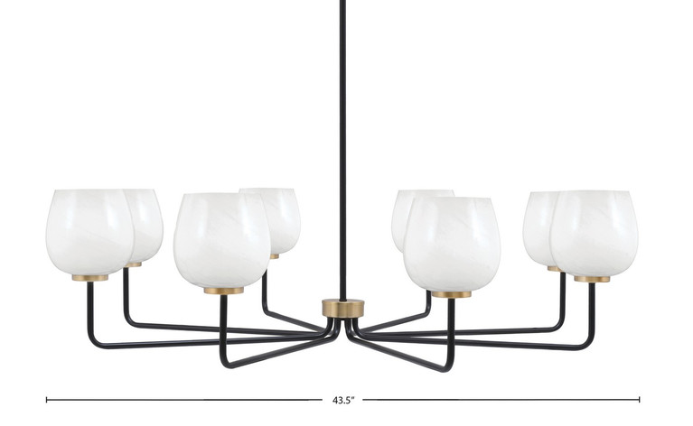 Toltec Lighting - 6208-MBNAB-4811 - Eight Light Chandelier - Sandia - Matte Black & New Age Brass