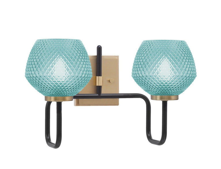 Toltec Lighting - 6222-MBNAB-4625 - Two Light Bath Bar - Sandia - Matte Black & New Age Brass