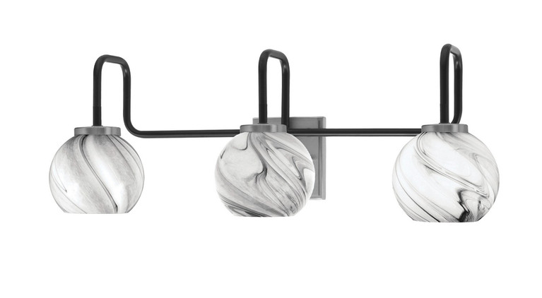 Toltec Lighting - 6223-MBGP-4109 - Three Light Bath Bar - Sandia - Matte Black & Graphite