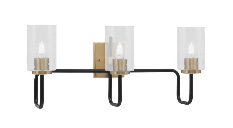 Toltec Lighting - 6223-MBNAB-300 - Three Light Bath Bar - Sandia - Matte Black & New Age Brass