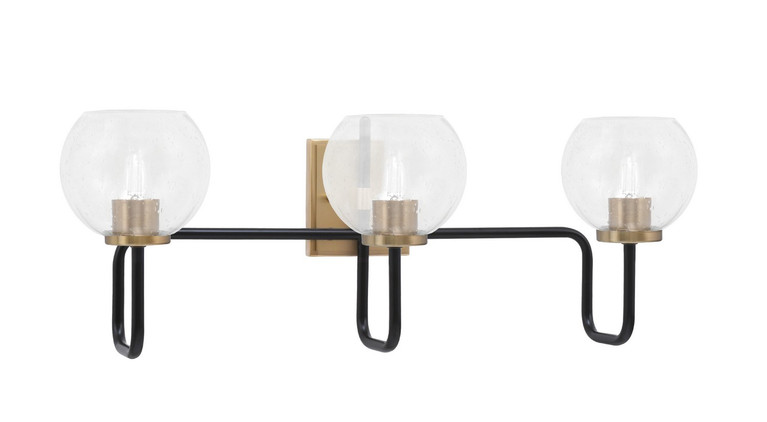 Toltec Lighting - 6223-MBNAB-4100 - Three Light Bath Bar - Sandia - Matte Black & New Age Brass