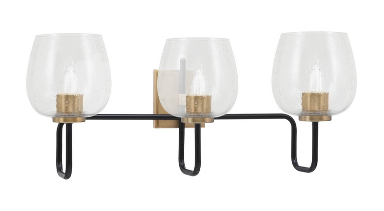 Toltec Lighting - 6223-MBNAB-4810 - Three Light Bath Bar - Sandia - Matte Black & New Age Brass