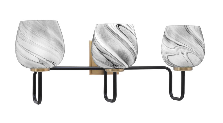 Toltec Lighting - 6223-MBNAB-4819 - Three Light Bath Bar - Sandia - Matte Black & New Age Brass