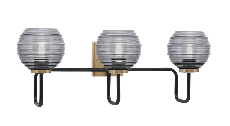 Toltec Lighting - 6223-MBNAB-5112 - Three Light Bath Bar - Sandia - Matte Black & New Age Brass