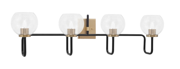 Toltec Lighting - 6224-MBNAB-4100 - Four Light Bath Bar - Sandia - Matte Black & New Age Brass