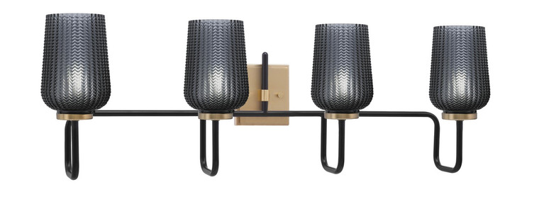 Toltec Lighting - 6224-MBNAB-4252 - Four Light Bath Bar - Sandia - Matte Black & New Age Brass