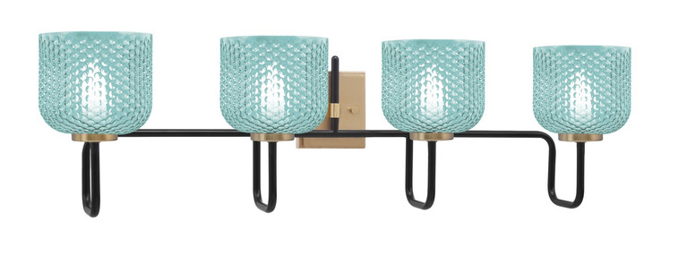 Toltec Lighting - 6224-MBNAB-4615 - Four Light Bath Bar - Sandia - Matte Black & New Age Brass