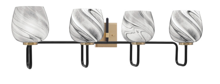 Toltec Lighting - 6224-MBNAB-4819 - Four Light Bath Bar - Sandia - Matte Black & New Age Brass