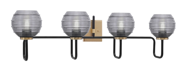 Toltec Lighting - 6224-MBNAB-5112 - Four Light Bath Bar - Sandia - Matte Black & New Age Brass