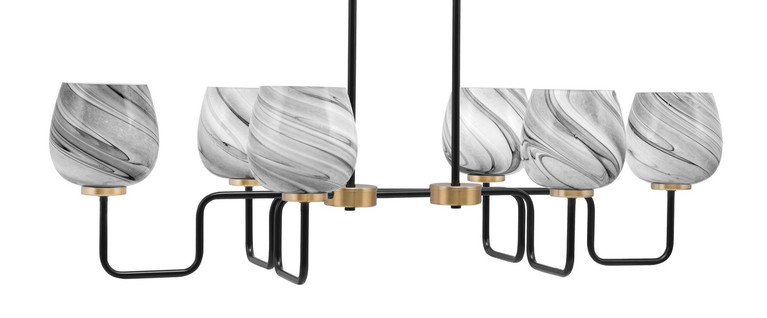 Toltec Lighting - 6236-MBNAB-4819 - Six Light Bar - Sandia - Matte Black & New Age Brass