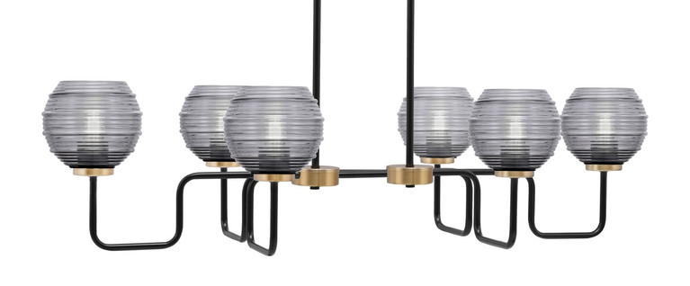 Toltec Lighting - 6236-MBNAB-5112 - Six Light Bar - Sandia - Matte Black & New Age Brass