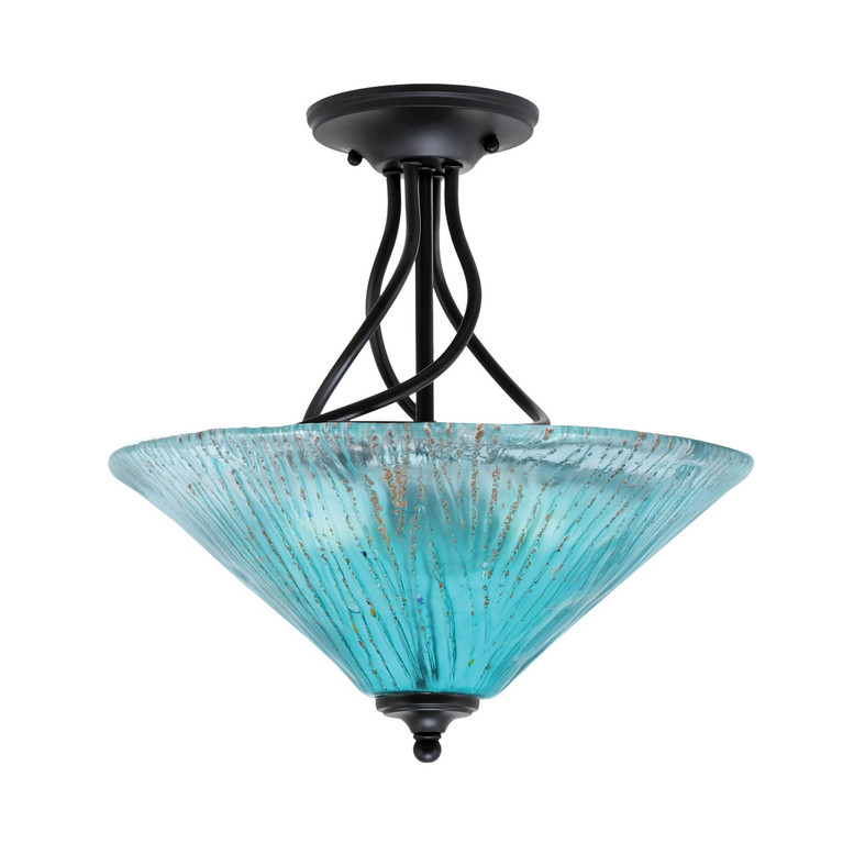 Toltec Lighting - 909-MB-715 - Three Light Semi-Flush Mount - Capri - Matte Black