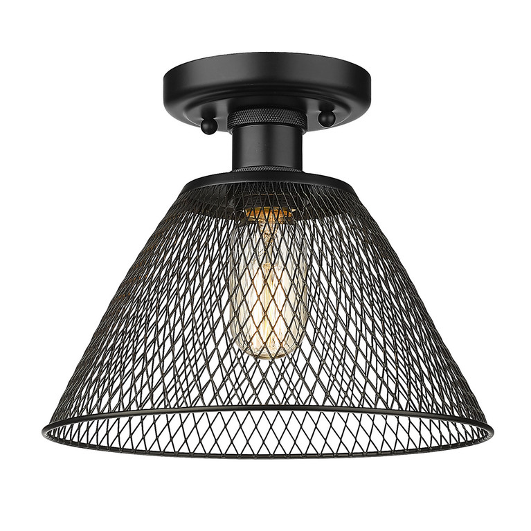 Golden - 0304-SF BLK - One Light Semi-Flush Mount - Carver - Matte Black