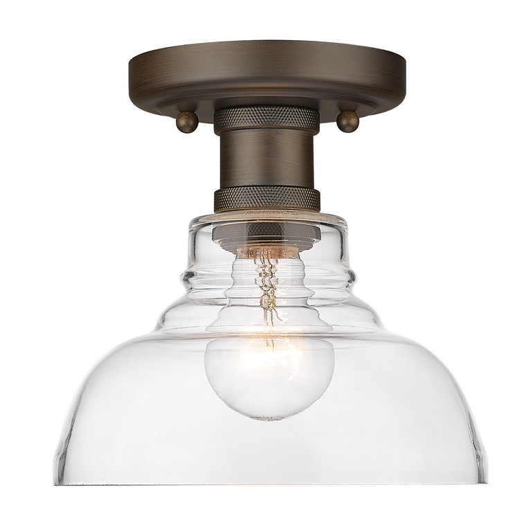 Golden - 0305-FM RBZ-CLR - One Light Flush Mount - Carver - Rubbed Bronze