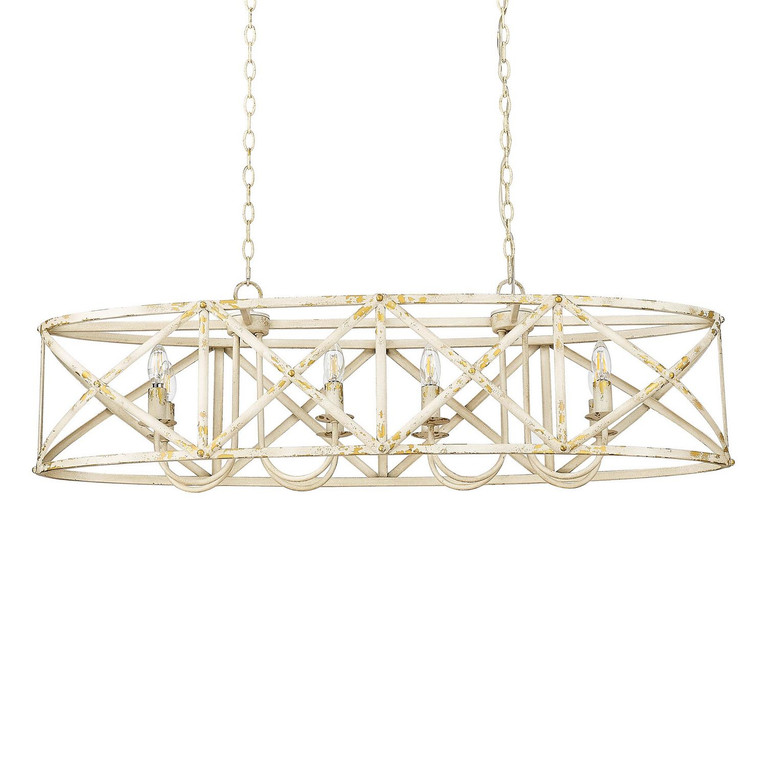 Golden - 0890-LP AI - Eight Light Linear Pendant - Alcott - Antique Ivory