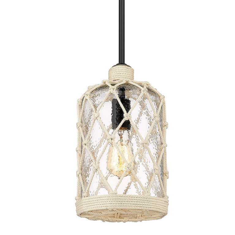 Golden - 1090-M1L BLK-HCG - One Light Mini Pendant - Nassau - Matte Black